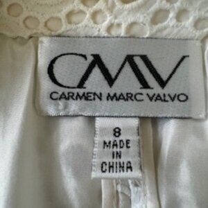 Ladies White Eyelet Sz 8 Sleeveless 'Carmen Marc Valvo' Dress